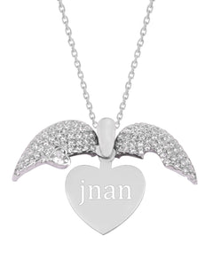 925 Silver Personalized Custom Heart Name Necklace (Silver)