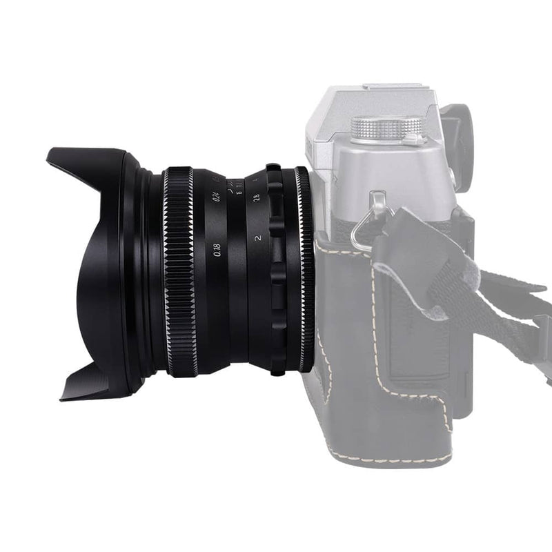 Objectif grand angle PERGEAR 12 mm F2 pour appareils photo Fuji, Nikon, M4/3