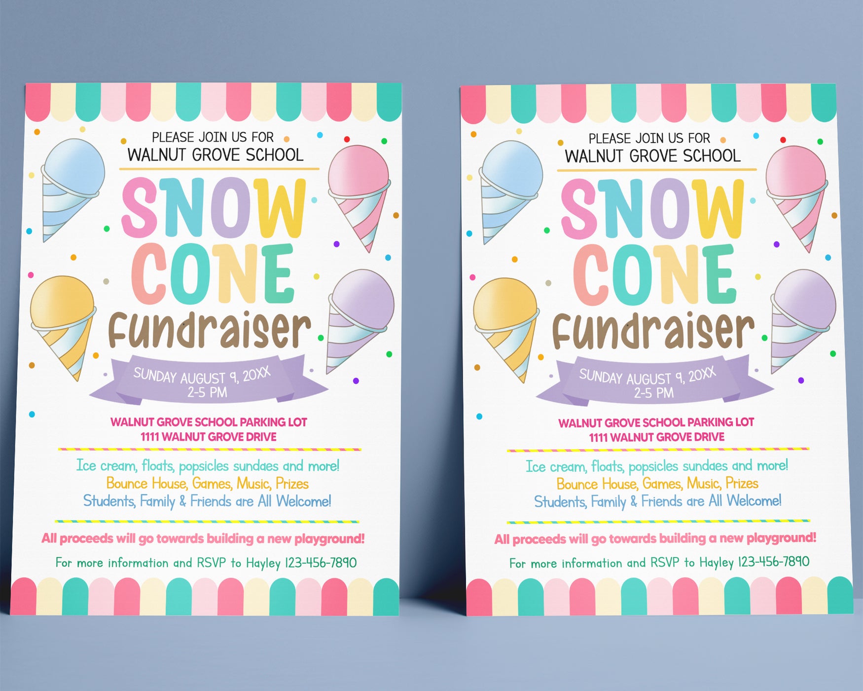 Customizable Snow Cone Fundraiser Flyer Template | PTO PTA School Event ...