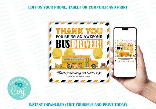 Bus Driver Thank You Gift Card [INSTANT DOWNLOAD] - My Store