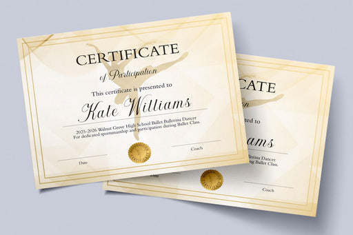 dance certificate template