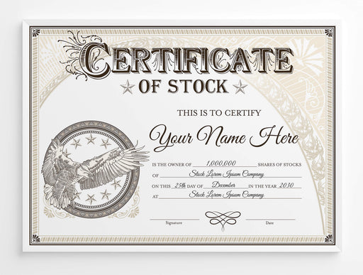 EDITABLE Stock Certificate Template DIY Certificate of Stock 