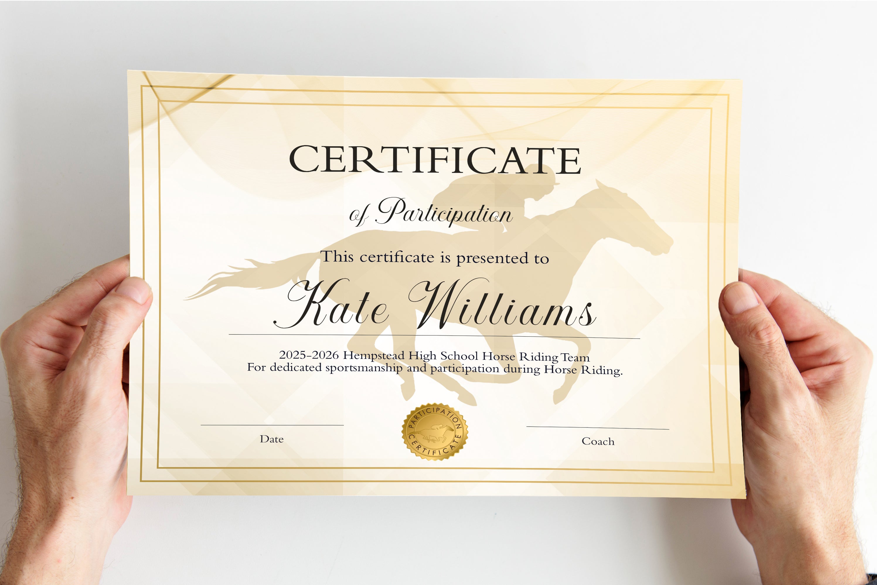 Customizable Horseback Riding Award Certificate Sport Award Template