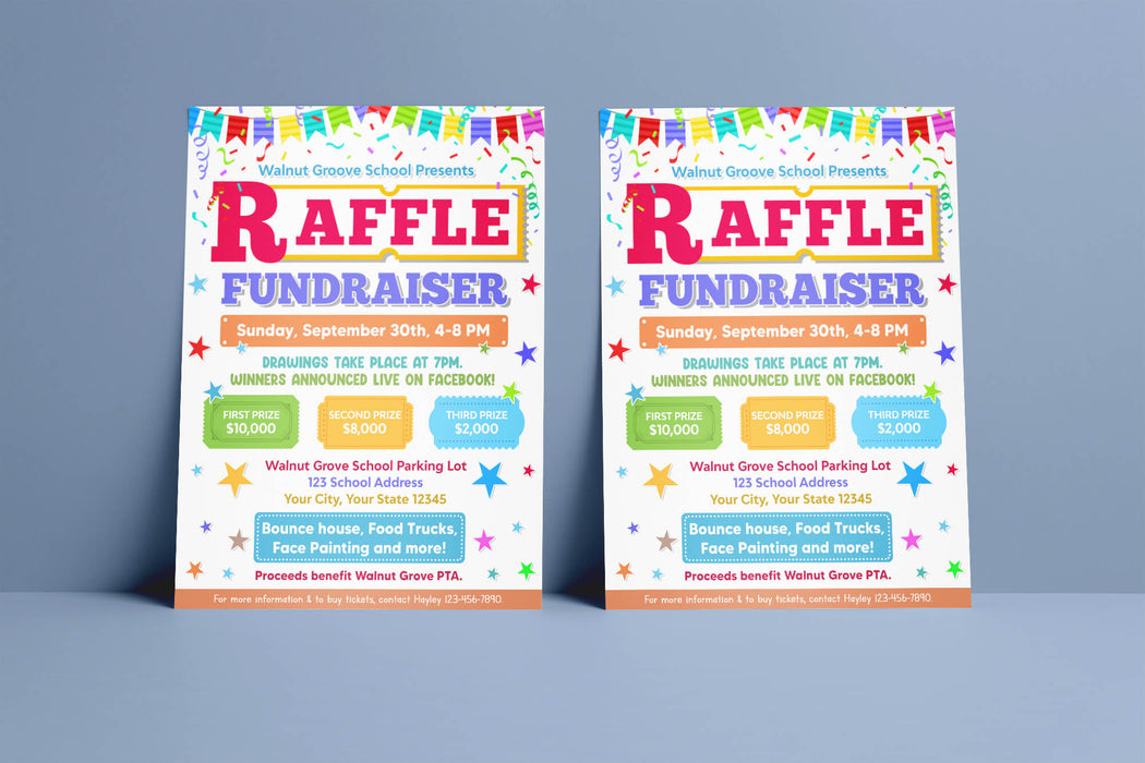Editable Raffle Fundraiser Invite Flyer Template - Posh Park
