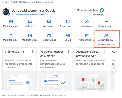 Cliquer sur l'icone demande des avis