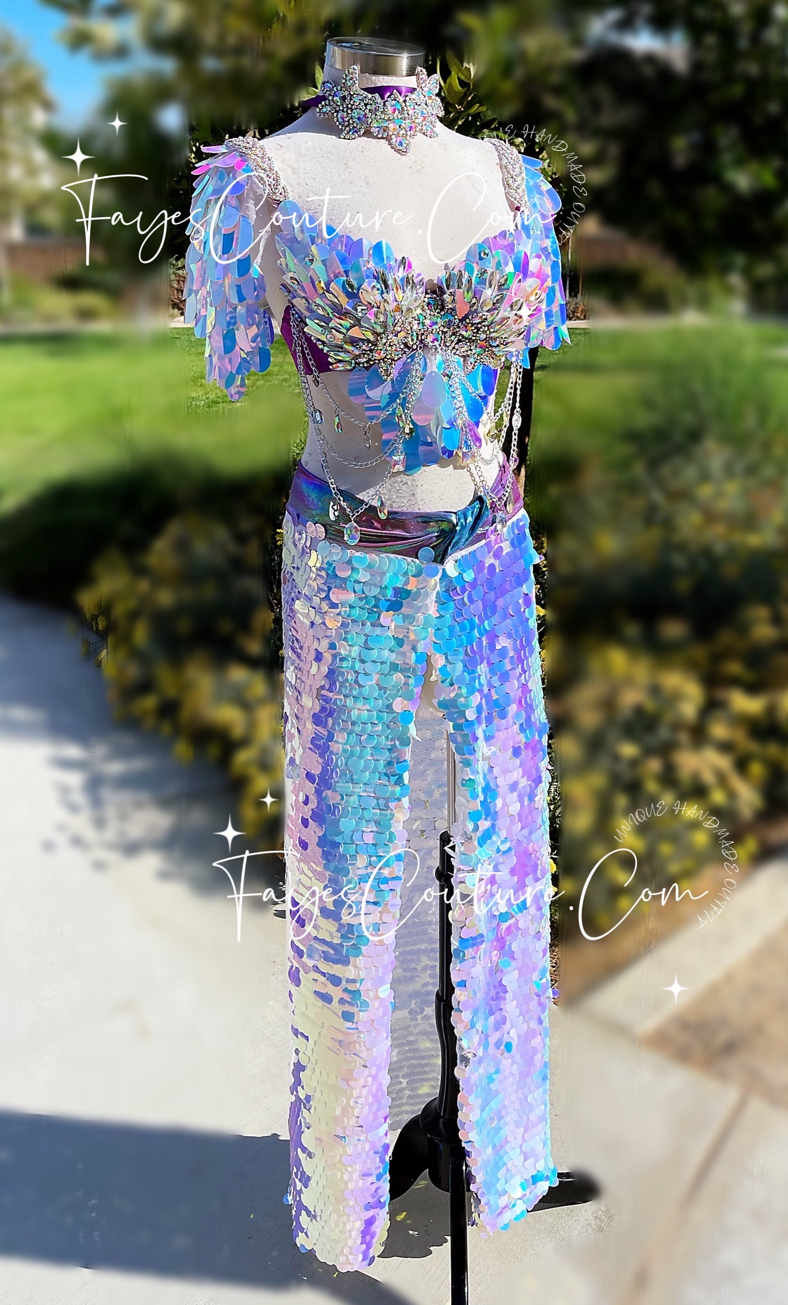 Iridescent Unicorn outfit set with lights, outfit set, Rave wear, EDC, –  Fayes Couture