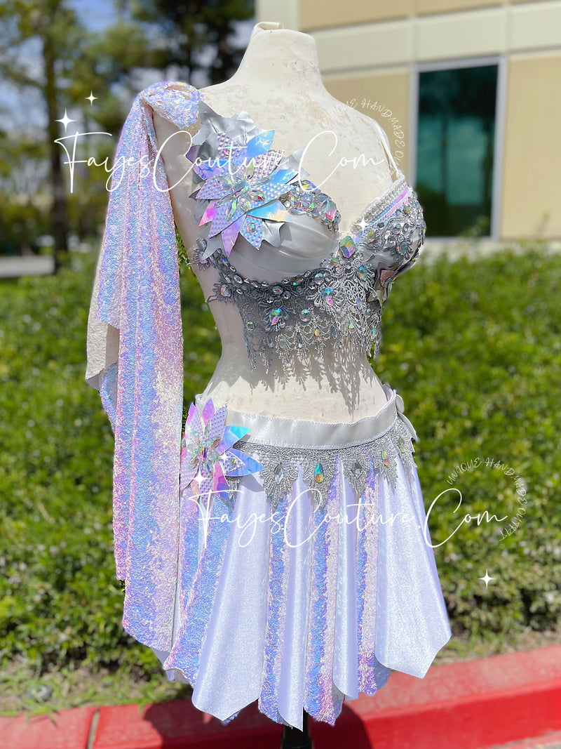 Greek Goddess Iridescent Unicorn Color inspired outfit set, Rave wear, –  Fayes Couture