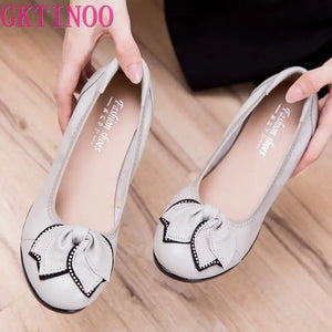 Plus Size Loafers Comfortable Genuine Leather Flat Shoes - EchicDeal