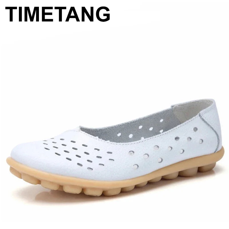 Women Flats Cut-Outs Shoes Hollow Loafers Female Solid Shoe Large Size