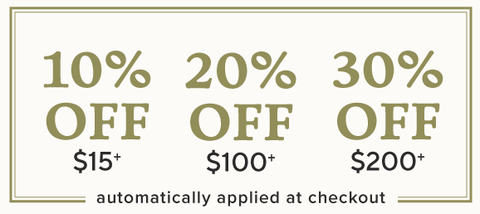 10% off $15 | 20% off $100 | 30% off $200