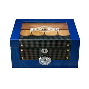 Cobalt Blue Decorative Storage Box with Glass Top - Humboldt Humidors 