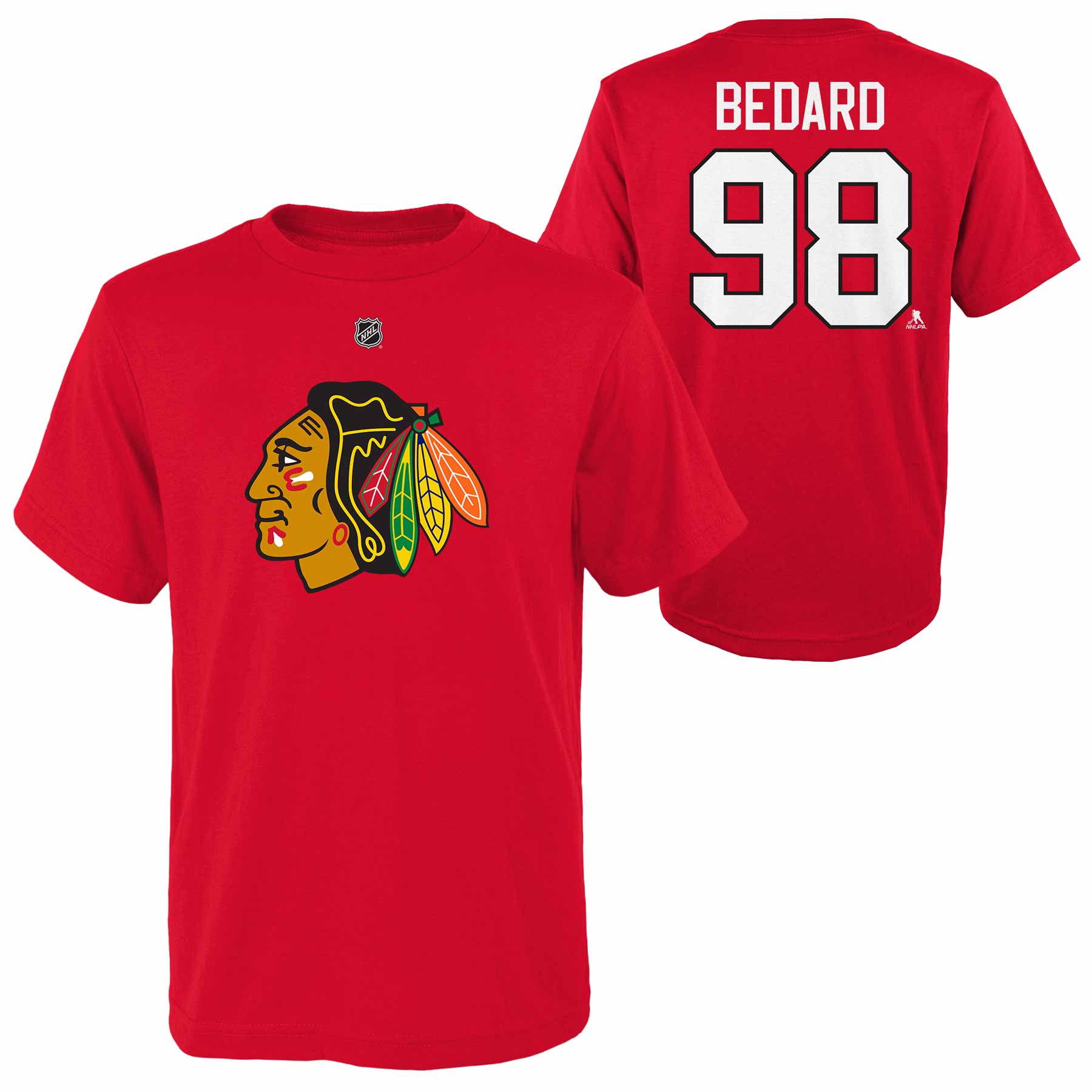 Fanatics Branded NHL Chicago Blackhawks Connor Bedard #98 Black T-Shirt, Men's, Large