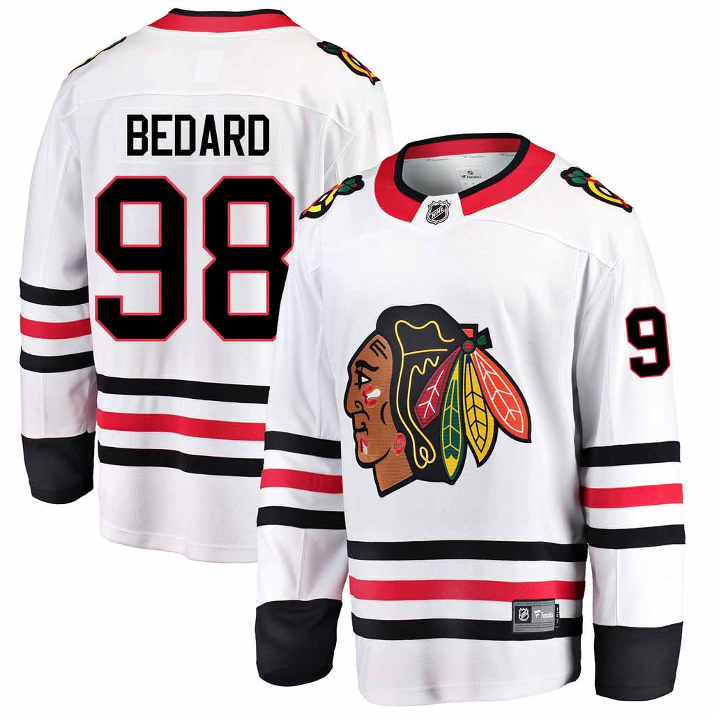 Men's Fanatics Branded Connor Bedard White Chicago Blackhawks Away Breakaway Player Jersey Size: Small