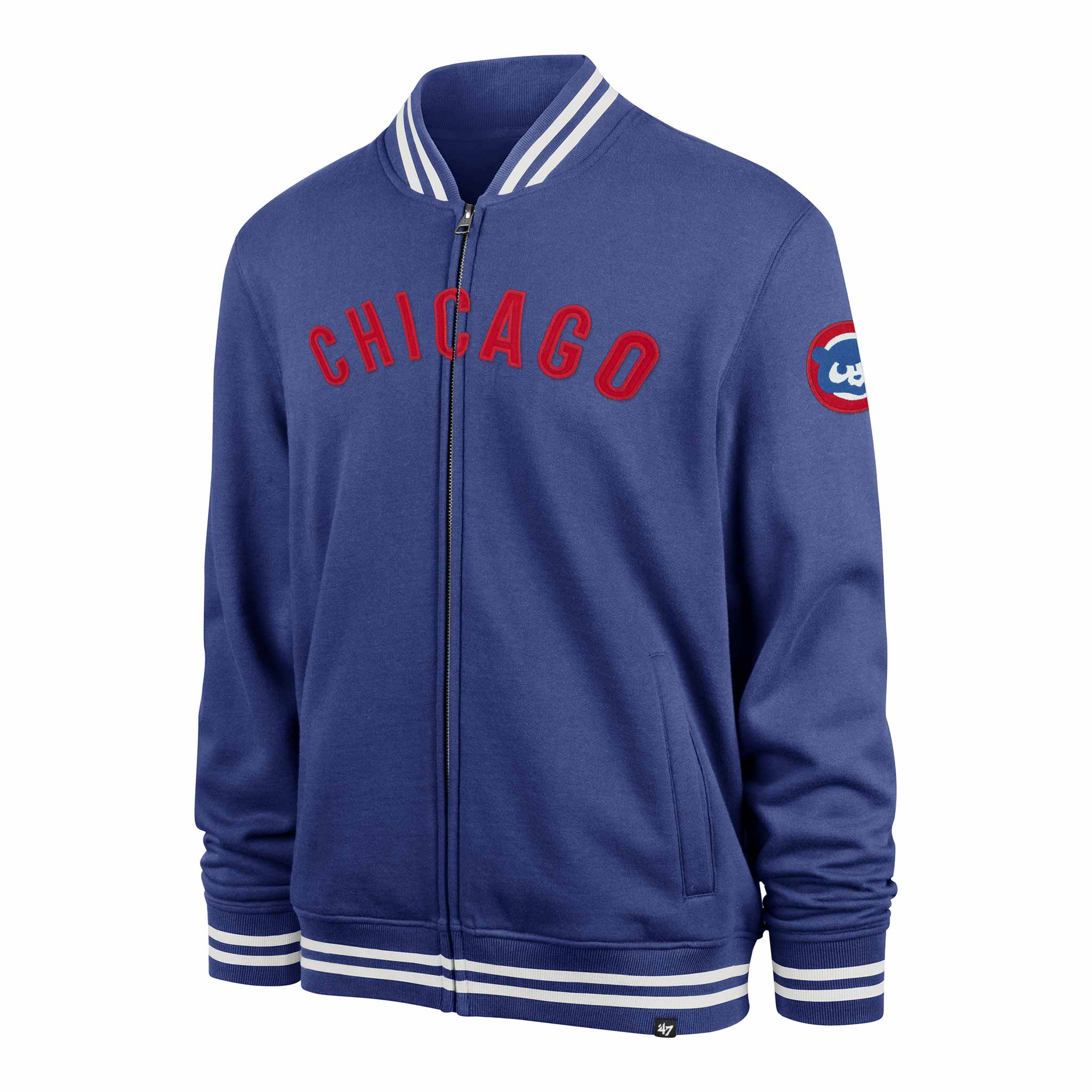 Image of Chicago Cubs Jetty Blue Wax Pack Pro Camden Track Jacket