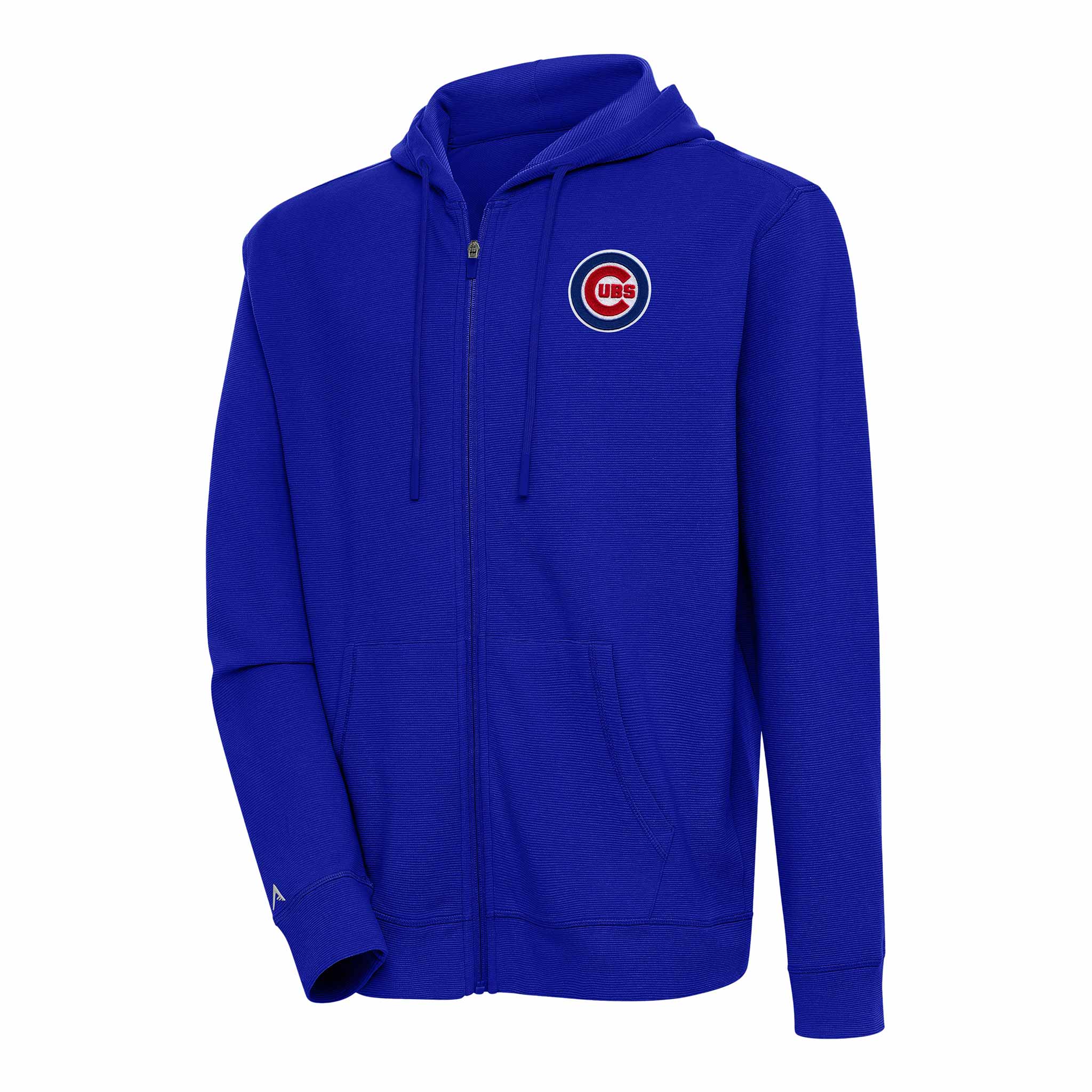 Antigua Chicago Cubs Bullseye Rake Bunker Full-Zip Hooded Sweatshirt Large