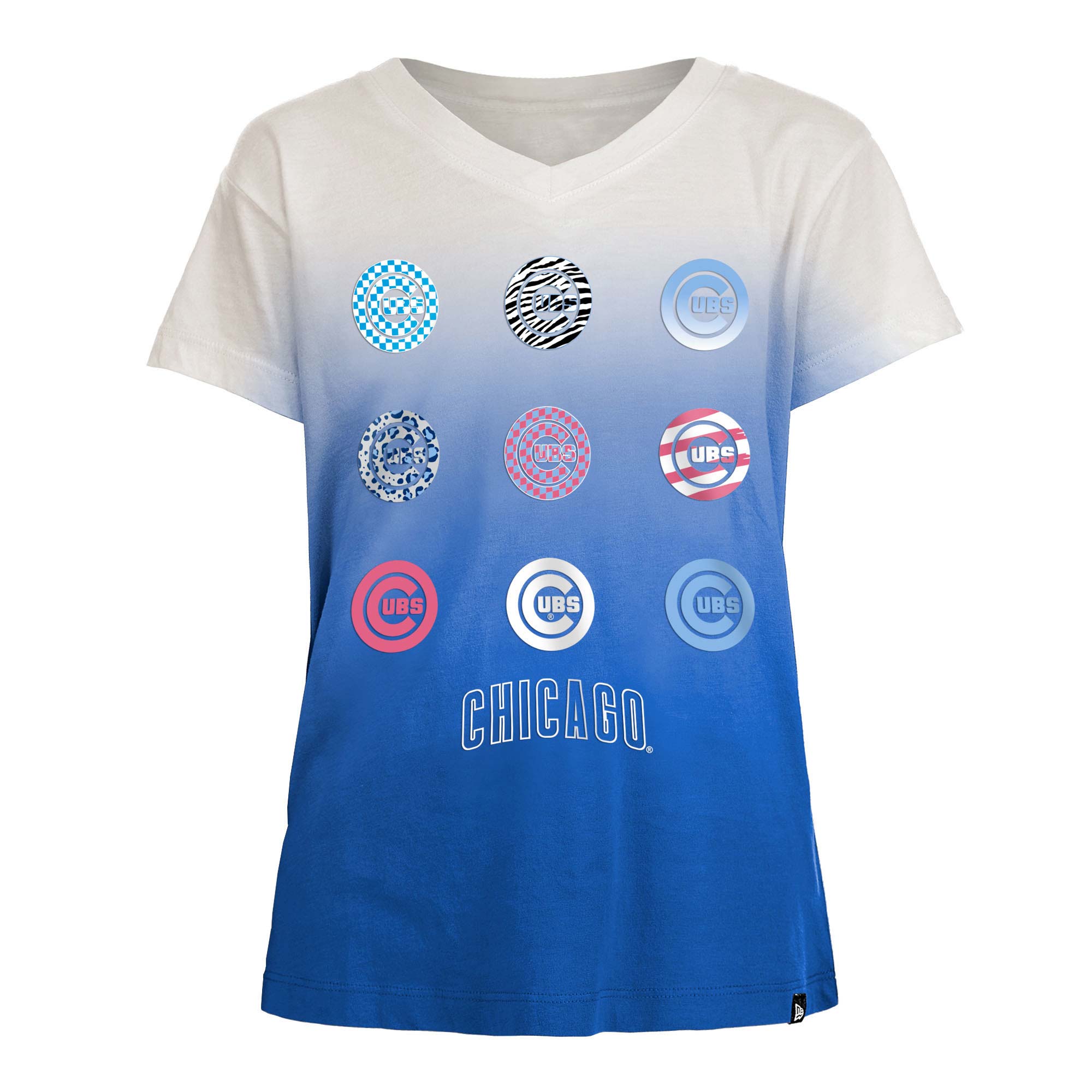 New Era Cap Chicago Cubs Youth Girls Multi Logo T-Shirt 6X