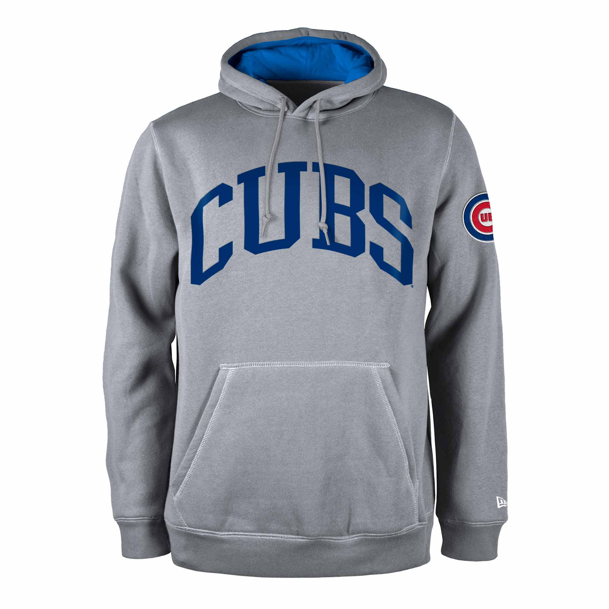 New Era Cap Chicago Cubs Grey Bullseye Basic Hooded Sweatshirt Large