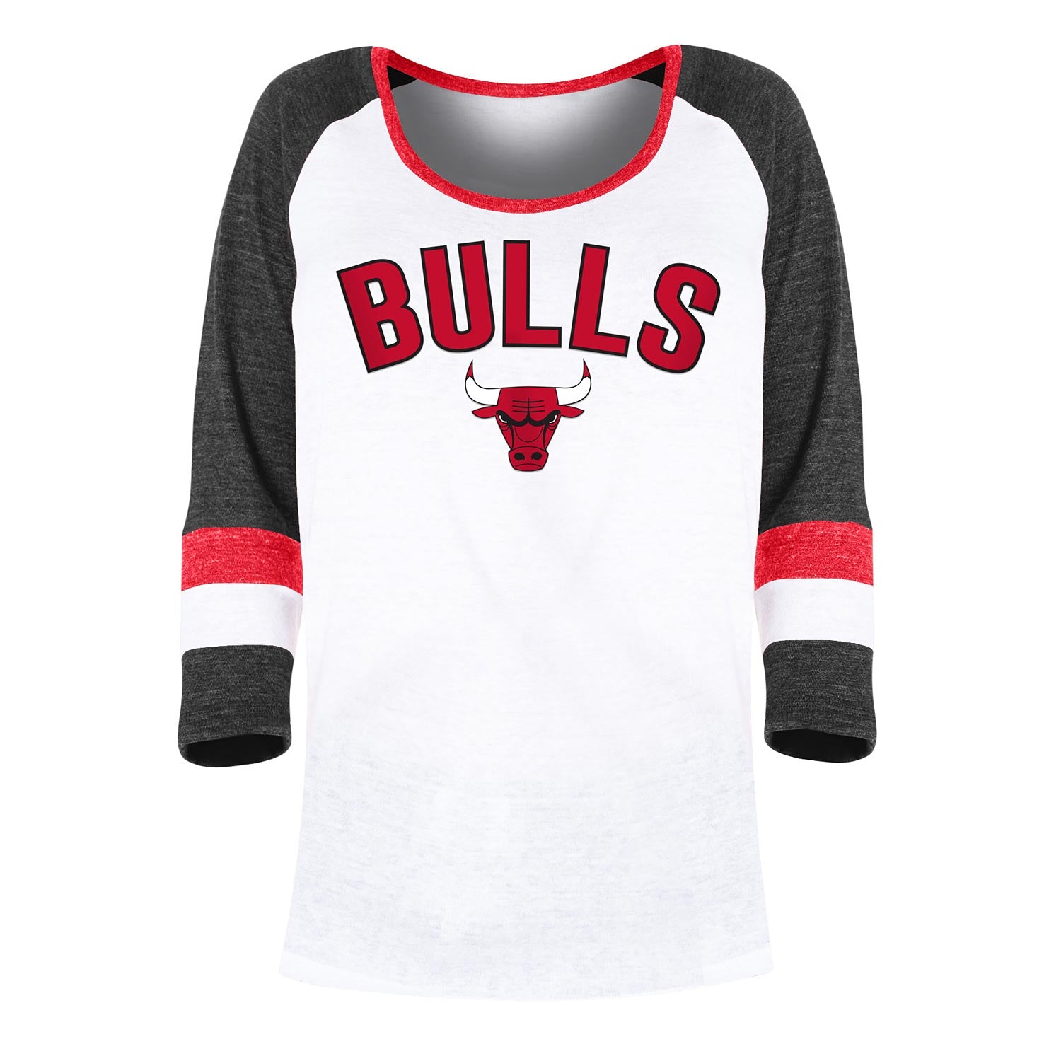 New Era Cap Chicago Bulls Ladies Tri Blend 3/4 Sleeve Scoop Large