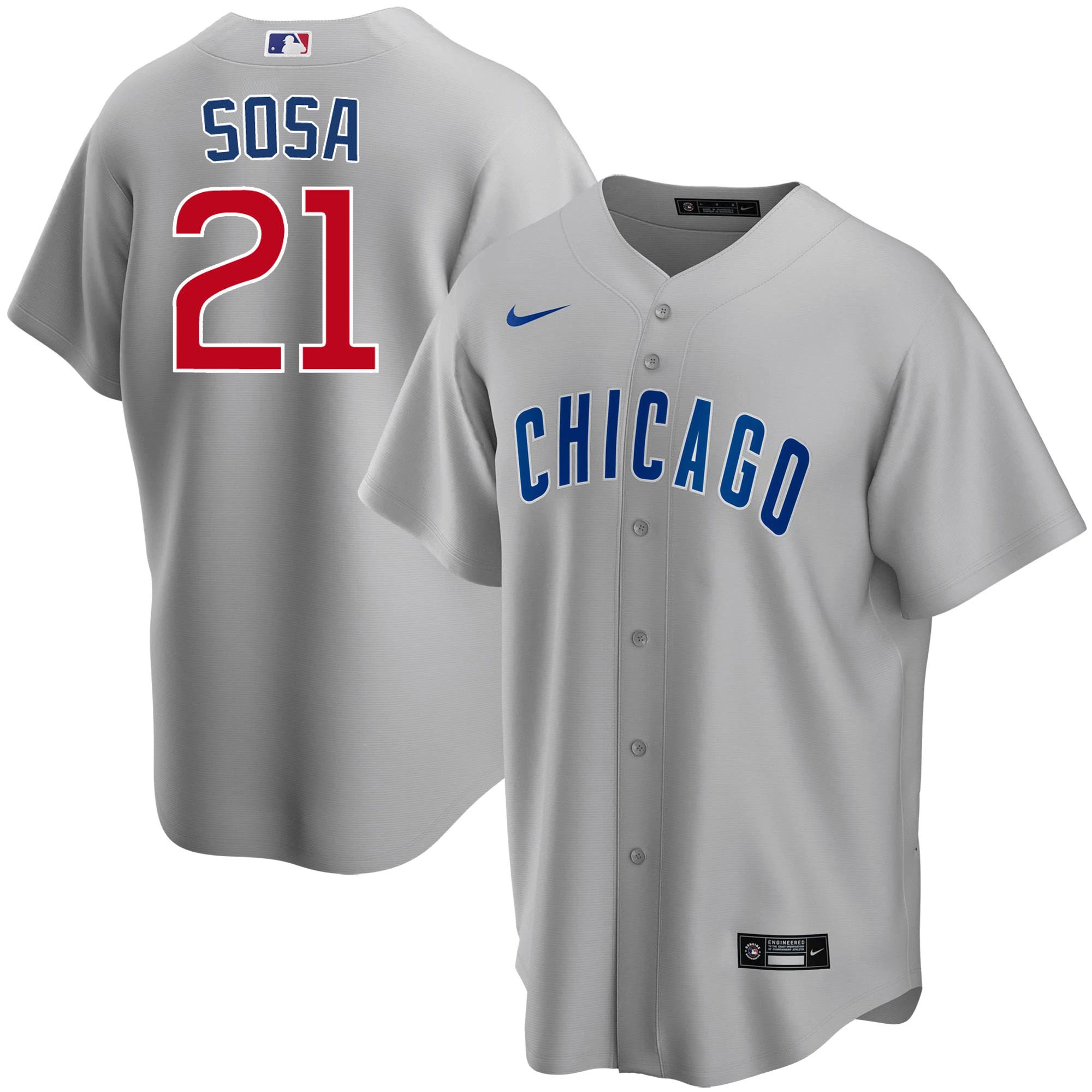 MLB Nike Chicago Cubs #21 Sammy Sosa Ash Backer Pullover Hoodie