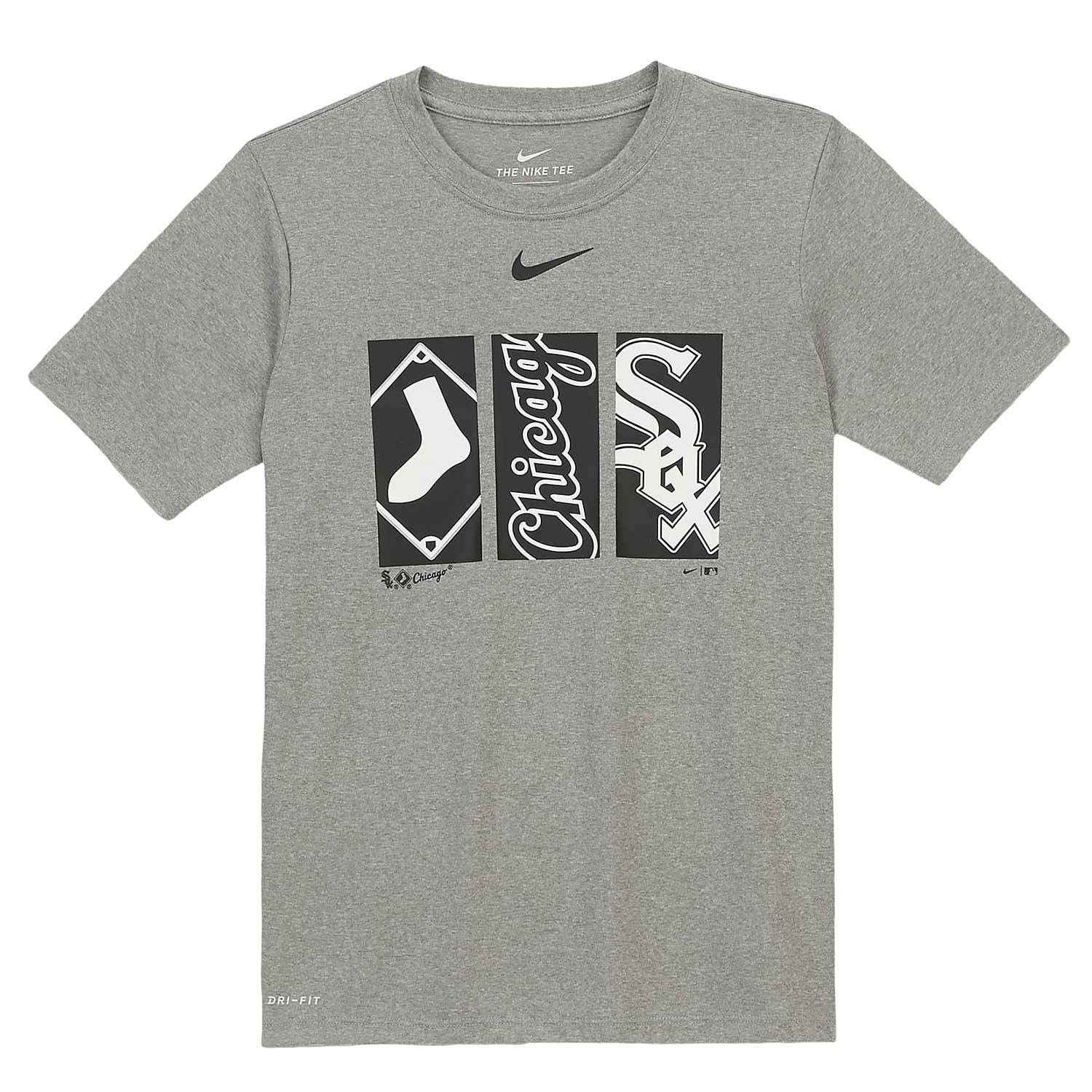 Nike Chicago White Sox Youth 3peat Team Logo Short Sleeved Legend Tee Medium = 10-12