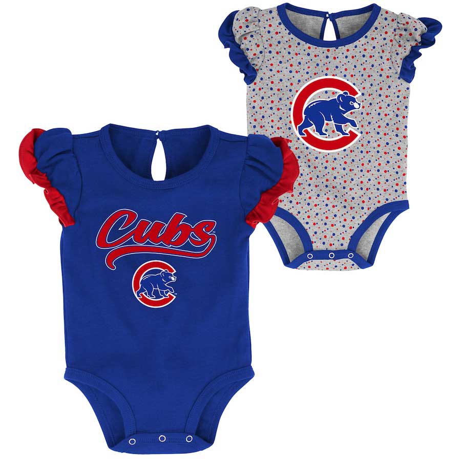 MLB 2-Pack Chicago Cubs Scream & Shout Short Sleeve Bodysuits - Royal - 3-6 Months