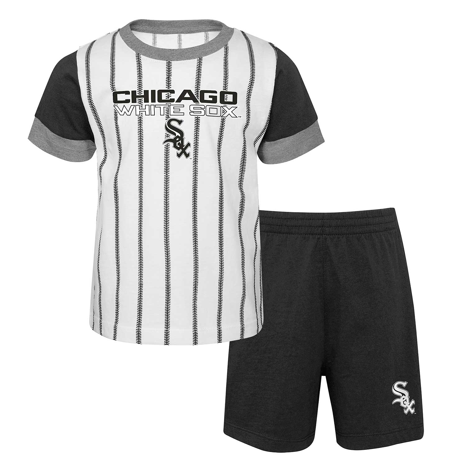 Outerstuff Toddler Black/White Chicago White Sox Position Player T-Shirt & Shorts Set Size: 2T