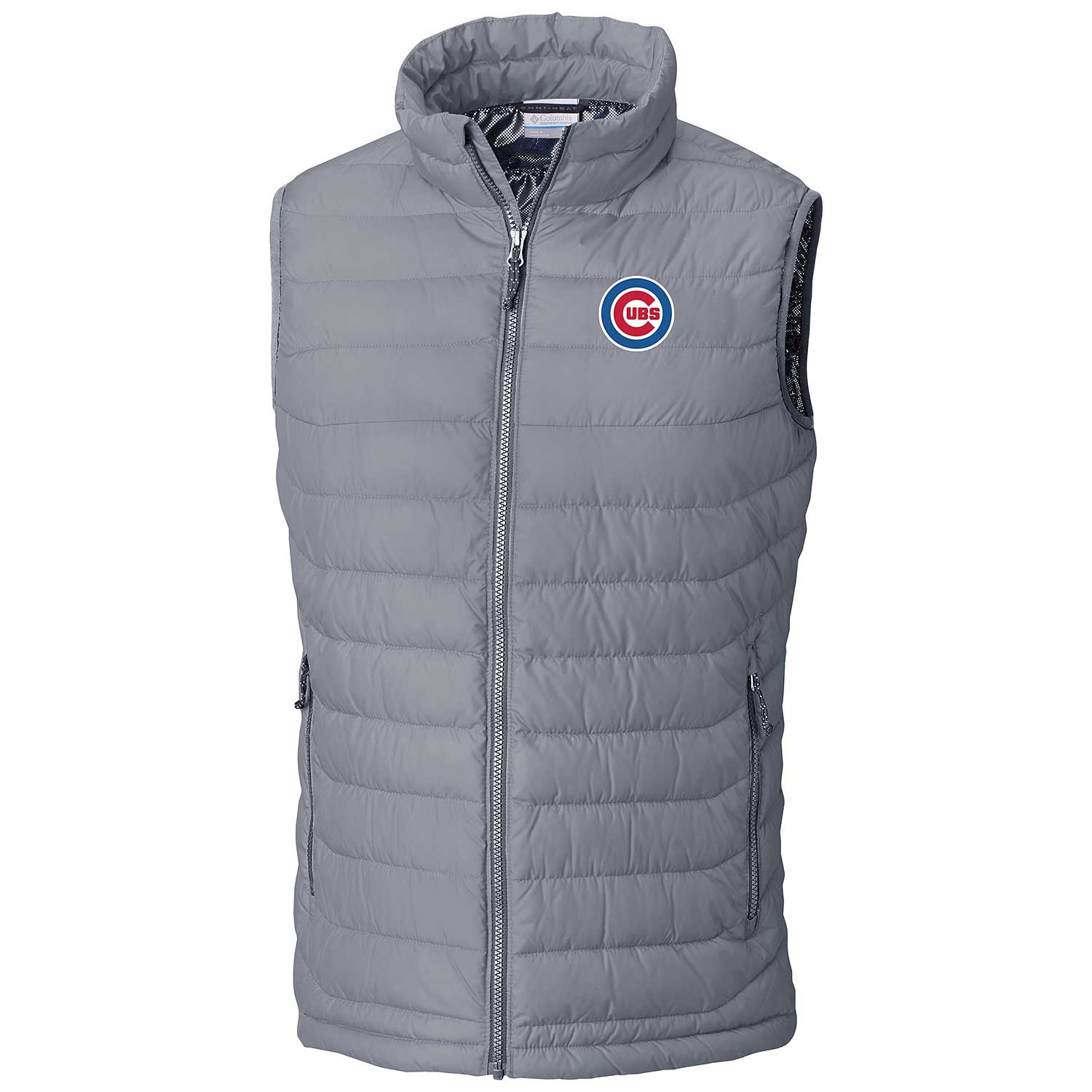 Image of Chicago Cubs Columbia Powder Lite Grey Bullseye Vest