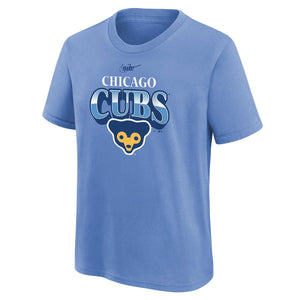 Majestic Athletic Chicago Cubs Distressed 1969 Cooperstown Bear Logo Blue  T-Shirt