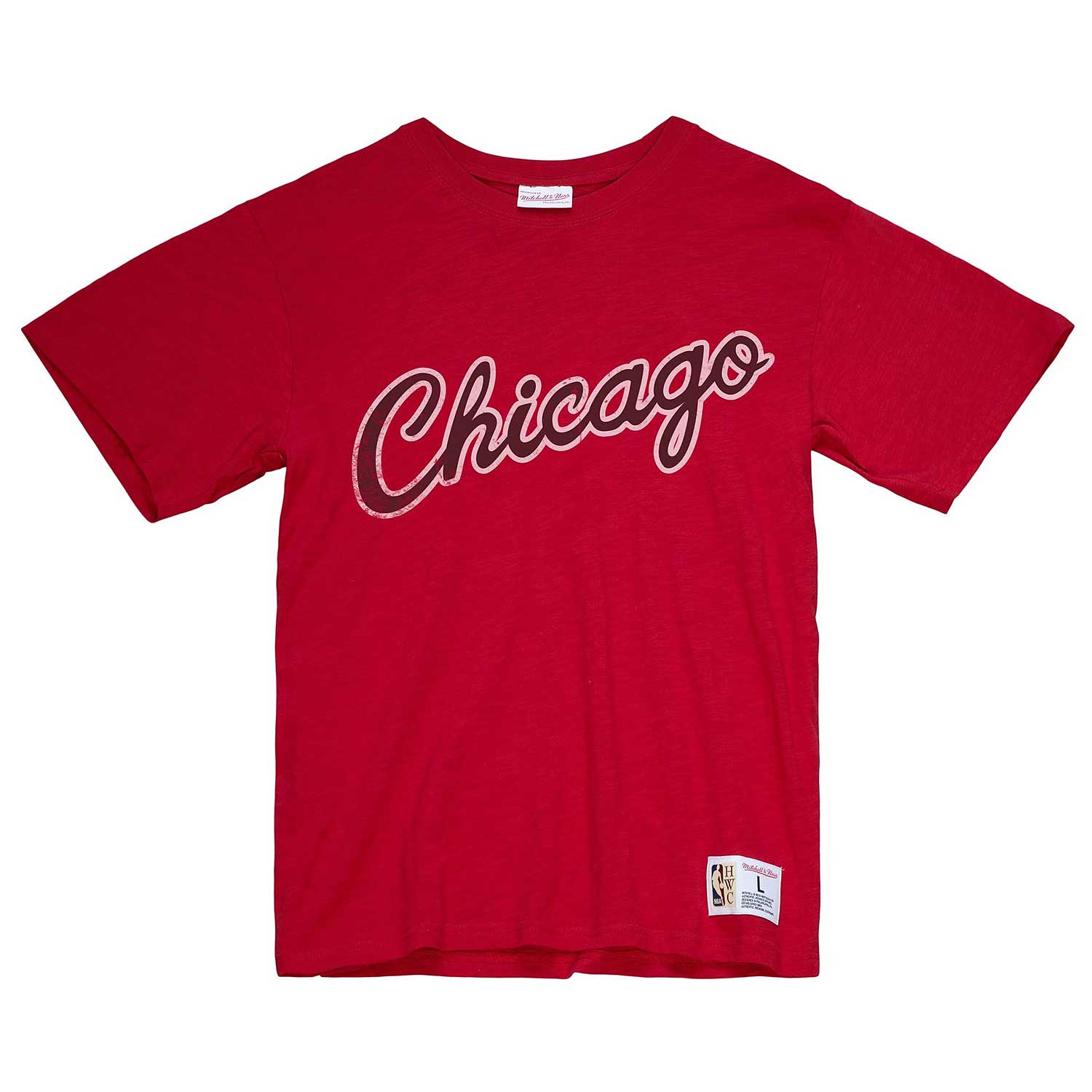 Chicago Print Crew Neck Short Sleeve T-shirt Red-S