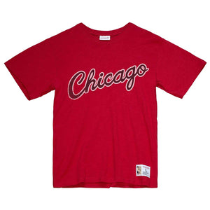Men's Mitchell & Ness Chicago Cubs Legend Slub Henley Red and