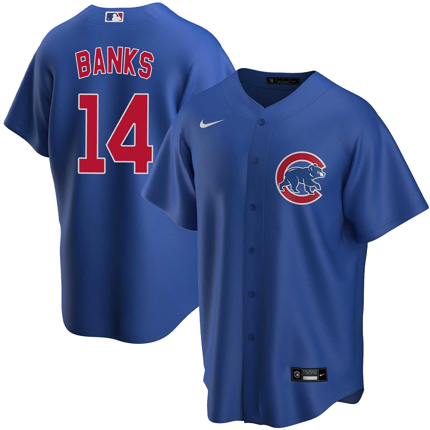 MLB Women's Nike Chicago Cubs #14 Ernie Banks Royal Blue Name & Number T- Shirt