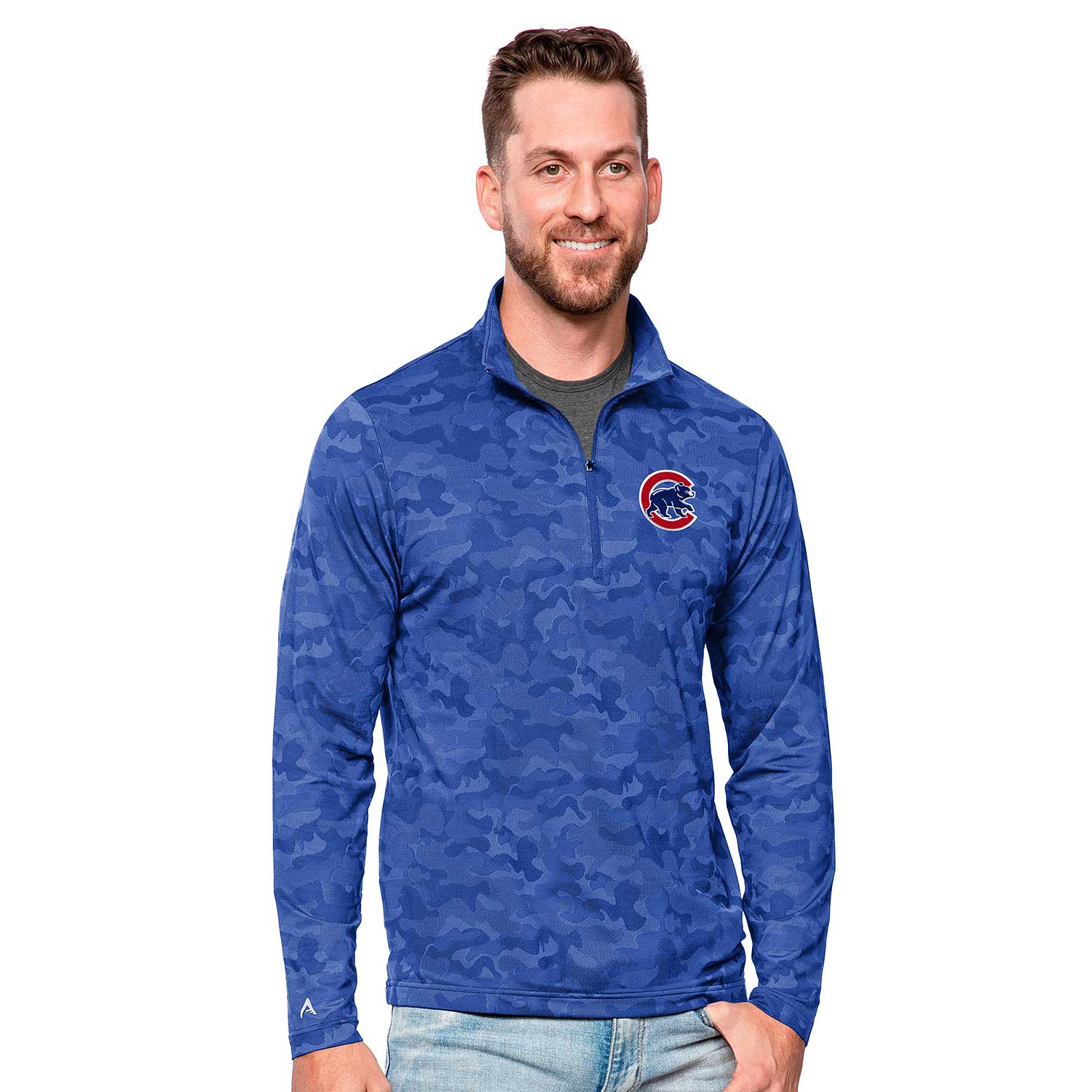 Antigua Chicago Cubs Brigade Camo 1/4-Zip Pullover Sweatshirt X-Large