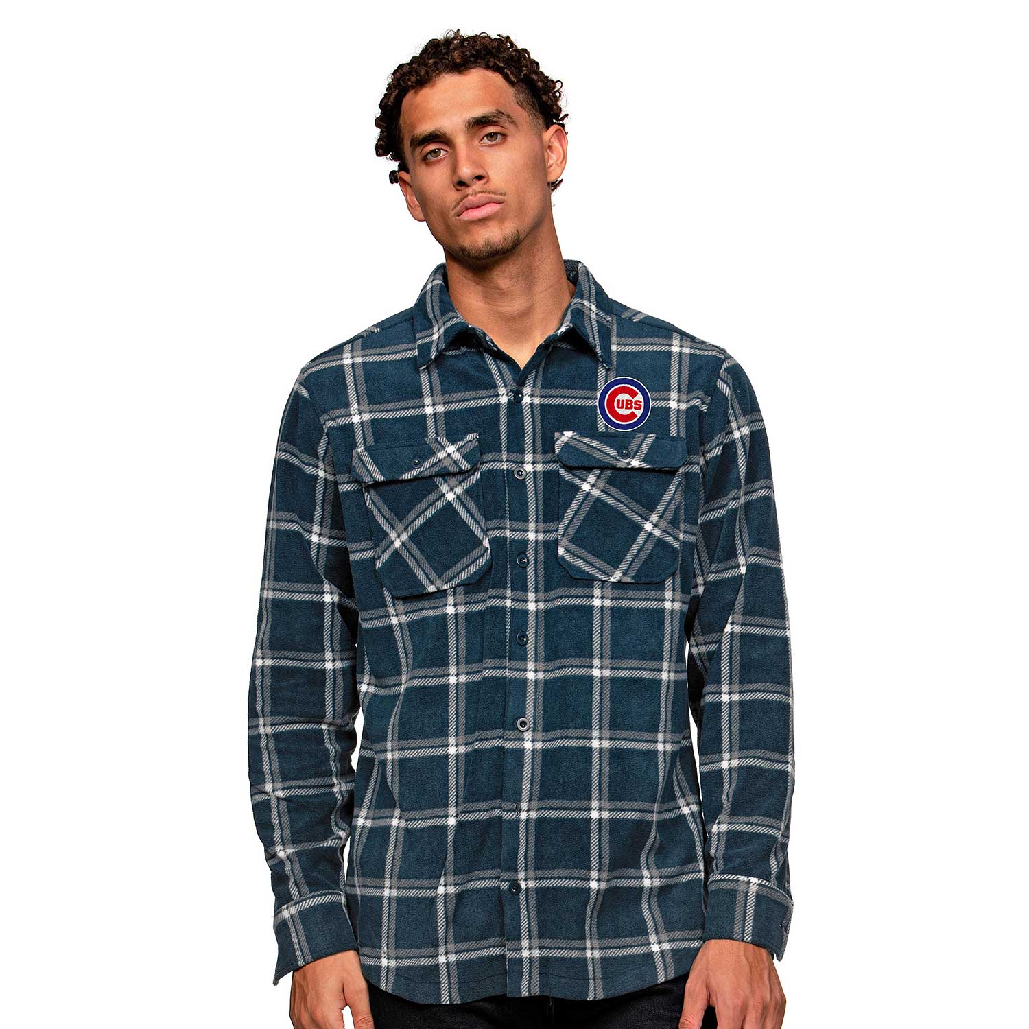 Chicago Cubs Antigua Ease Flannel Button-Up Long Sleeve Shirt