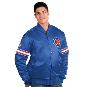 Men's Starter Royal Chicago Cubs Yardline V-Neck Pullover Windbreaker