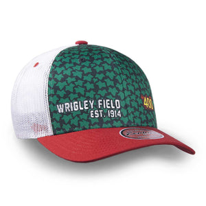 Wrigley Field Chicago Unstructured Trucker Cap Blue Cursive W/Chicago Flag  6990 at  Men's Clothing store