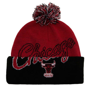 Chicago Bulls Youth Retro Script Pom Cuffed Knit Hat