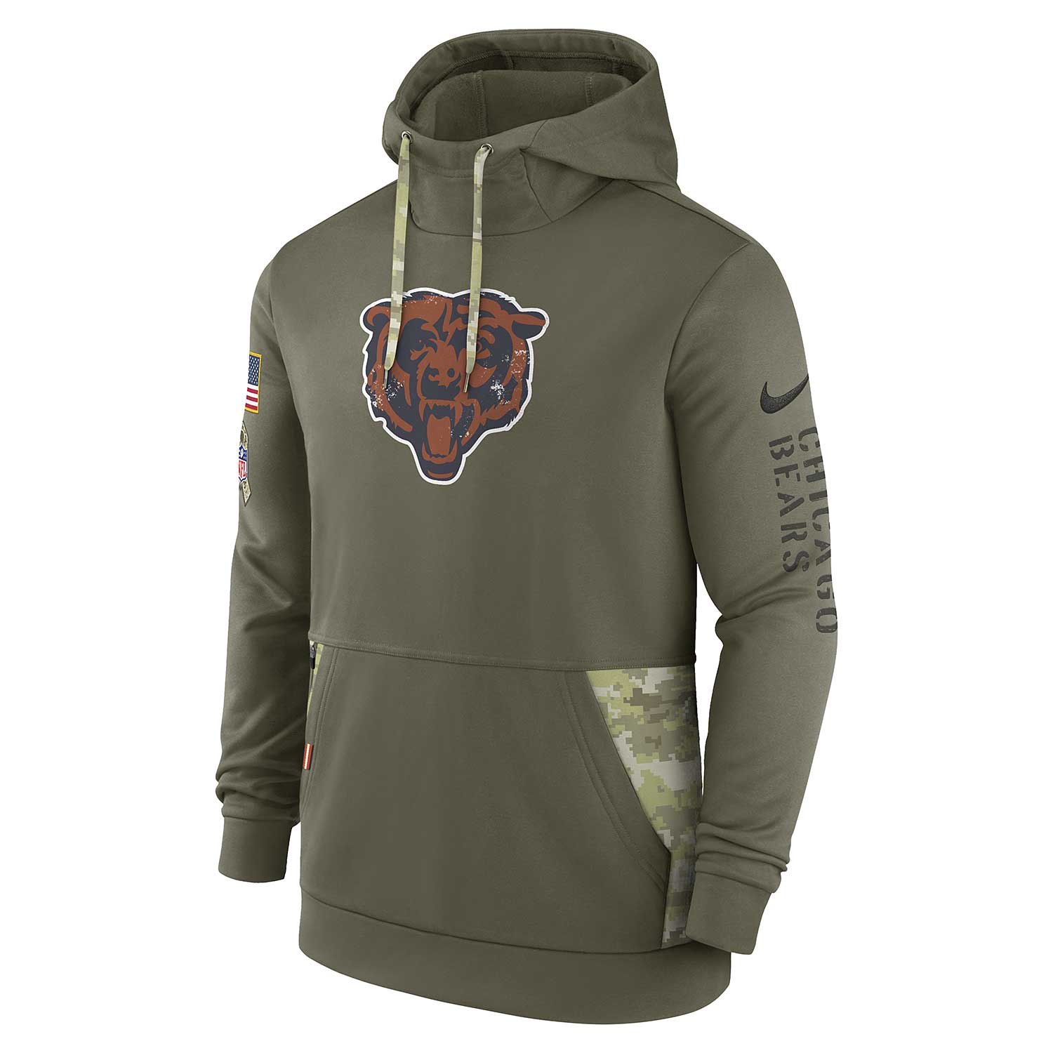 Nike Olive Chicago Bears 2022 Salute to Service Therma Performance Pullover Hoodie