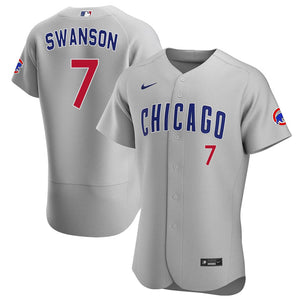 Dansby Swanson #7 Chicago Cubs City Connect Navy Cool Base Jersey