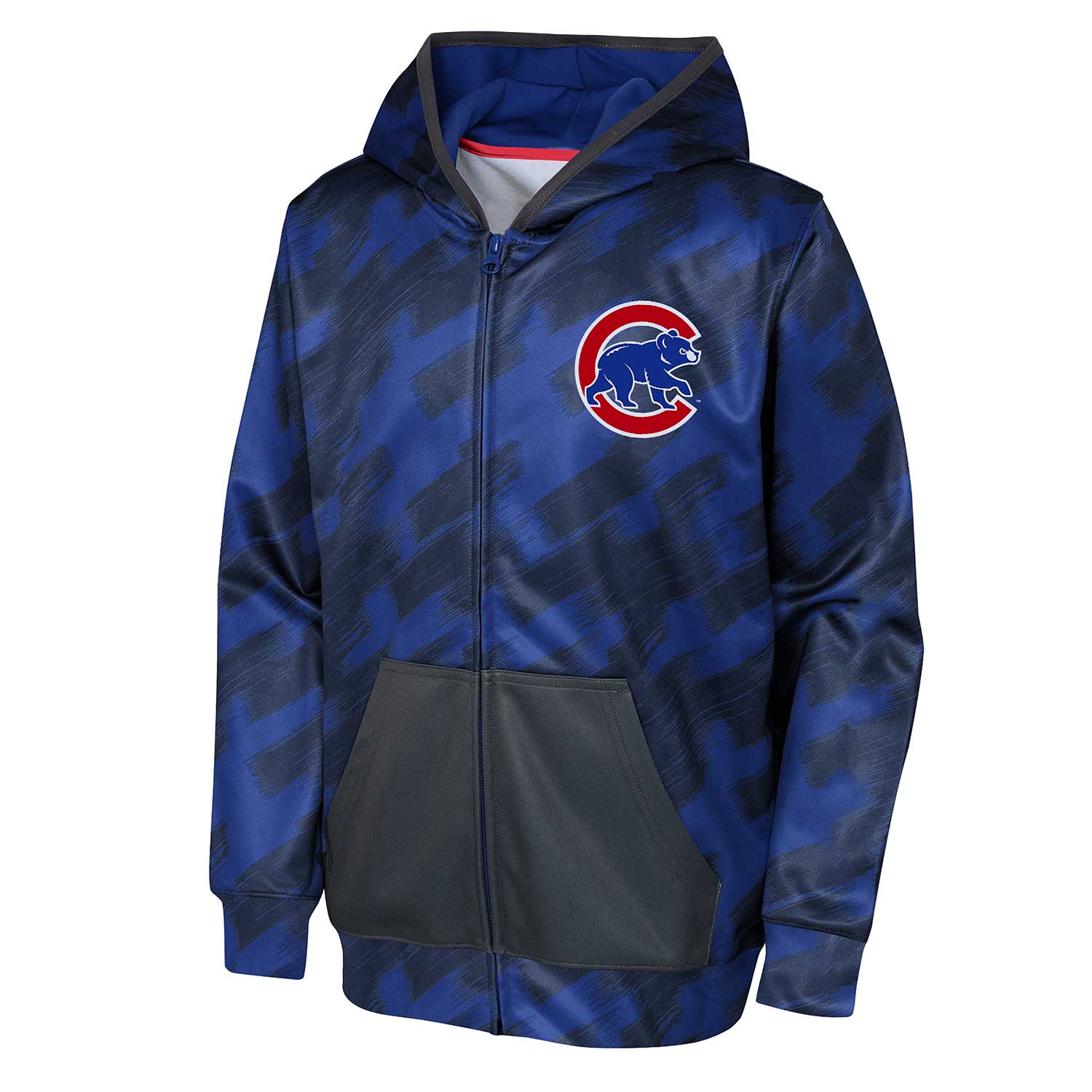 Outerstuff Chicago Cubs Youth Ticker Tape Full-Zip Hooded Sweatshirt Medium = 10-12