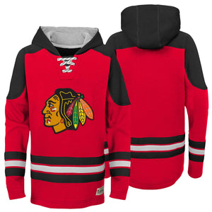 NHL Chicago Blackhawks Girls' Long Sleeve Poly Fleece Hooded Sweatshirt - XS