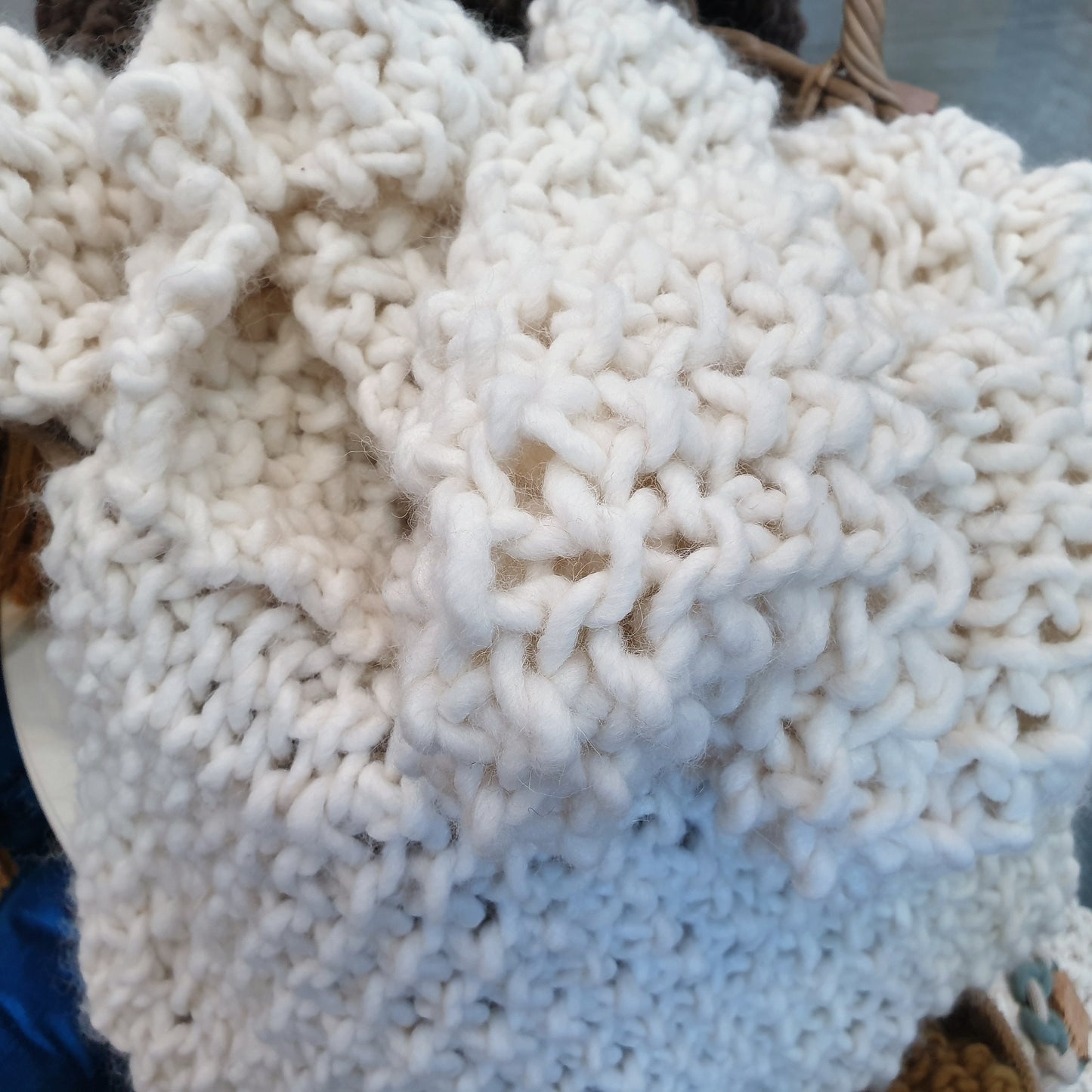 Cream Alpaca Knitted Throw