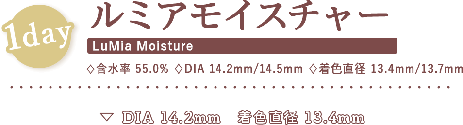 ルミアモイスチャー,含水率55.0%,DIA14.2mm/14.5mm,着色直径13.4mm/13.7mm