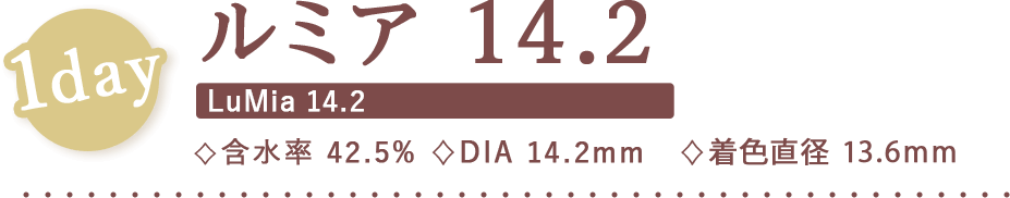 ルミア14.2,含水率42.5%,DIA14.2mm,着色直径13.6mm