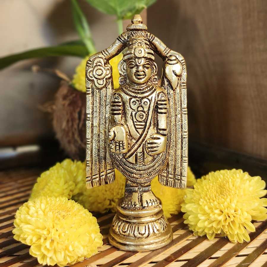 PujaCraft Brass Antique Balaji Venkatesh Perumal Statue (Antique Colle