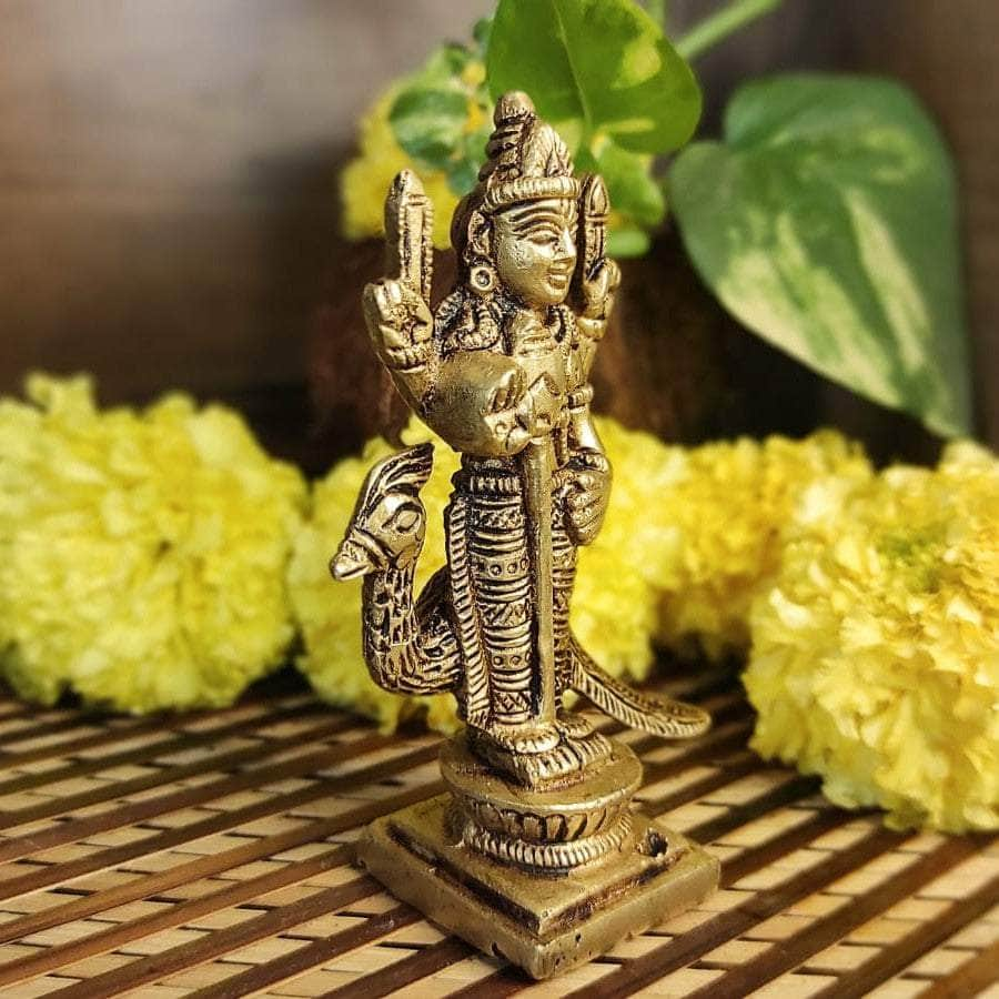 Pital 10 : Vintage Style Brass Statue of Lord Murugan — Khojcrafts