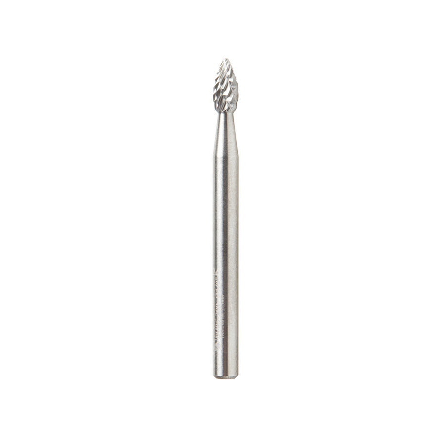 Amana Tool SH Burrs Solid Carbide Head Brazed into Steel Shank Flame Shape Double Cut Burr Bits