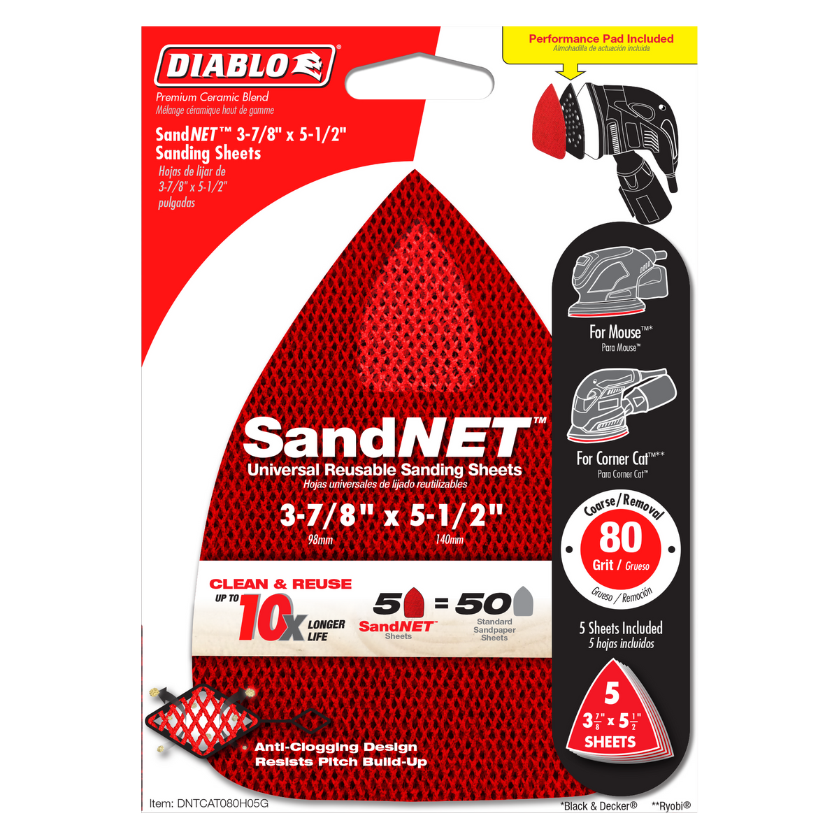 Diablo 80 Grit Mouse Sandpaper (5-Pack) - Power Townsend Company