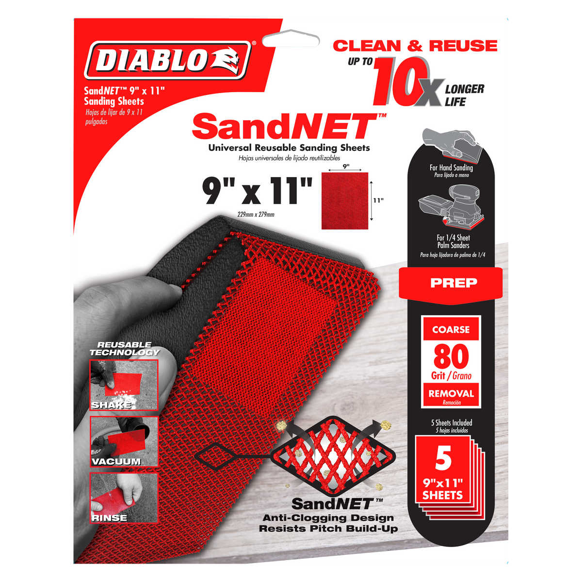 Diablo® Tools 3-7/8 x 5-1/2 CAT/Mouse Detail Sanding Sheets w/ Hook &  Lock™ Backing Assorted Grits - Edge of Arlington Saw & Tool, Inc.