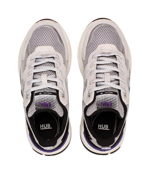 HUB Grid Dames Sneaker Grijs Zwart