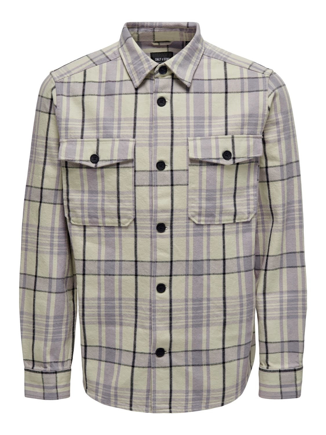 Milo Overshirt Check Lila Crème Kledingmaat : L